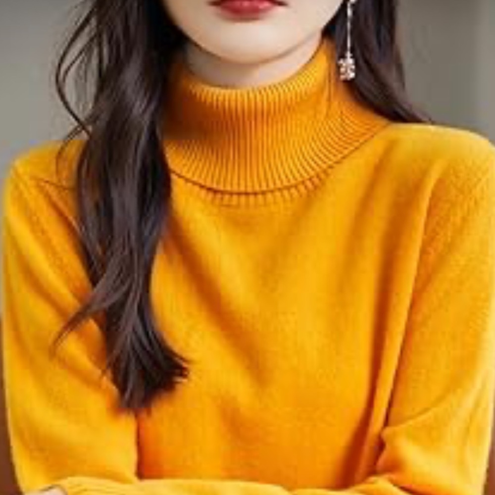 Rachel Zoe 💋Yellow Wool Blend Cowl Neck Sweater Size M fits like FP